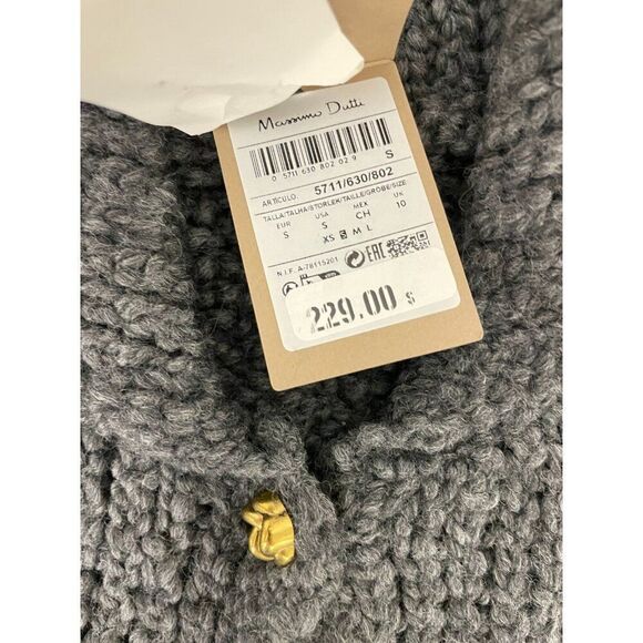 Massimo Dutti Womens Sweater Cardigan S Gray Knit Pocket Details 5711/630 NWT - Picture 4 of 10